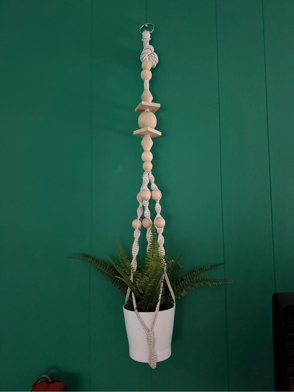X2 Natural Wood Bead Macramé Plant Hanger - Cream